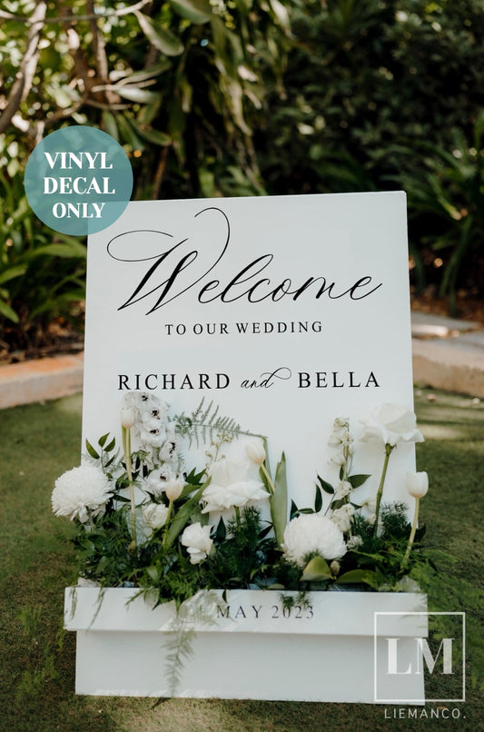 Personalised Welcome Decal for Wedding Flower Box