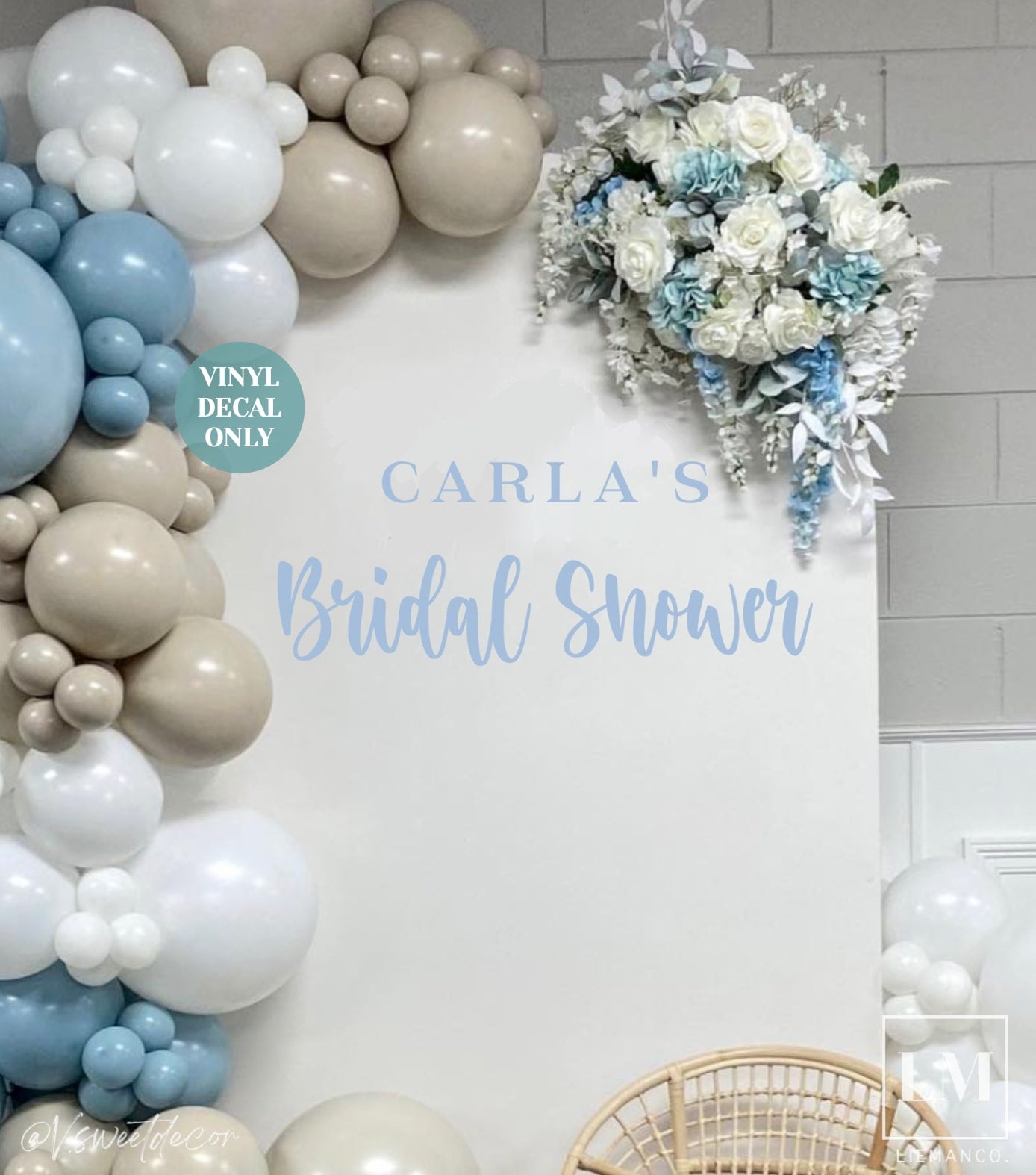 Custom Name Bridal Shower Party Decal