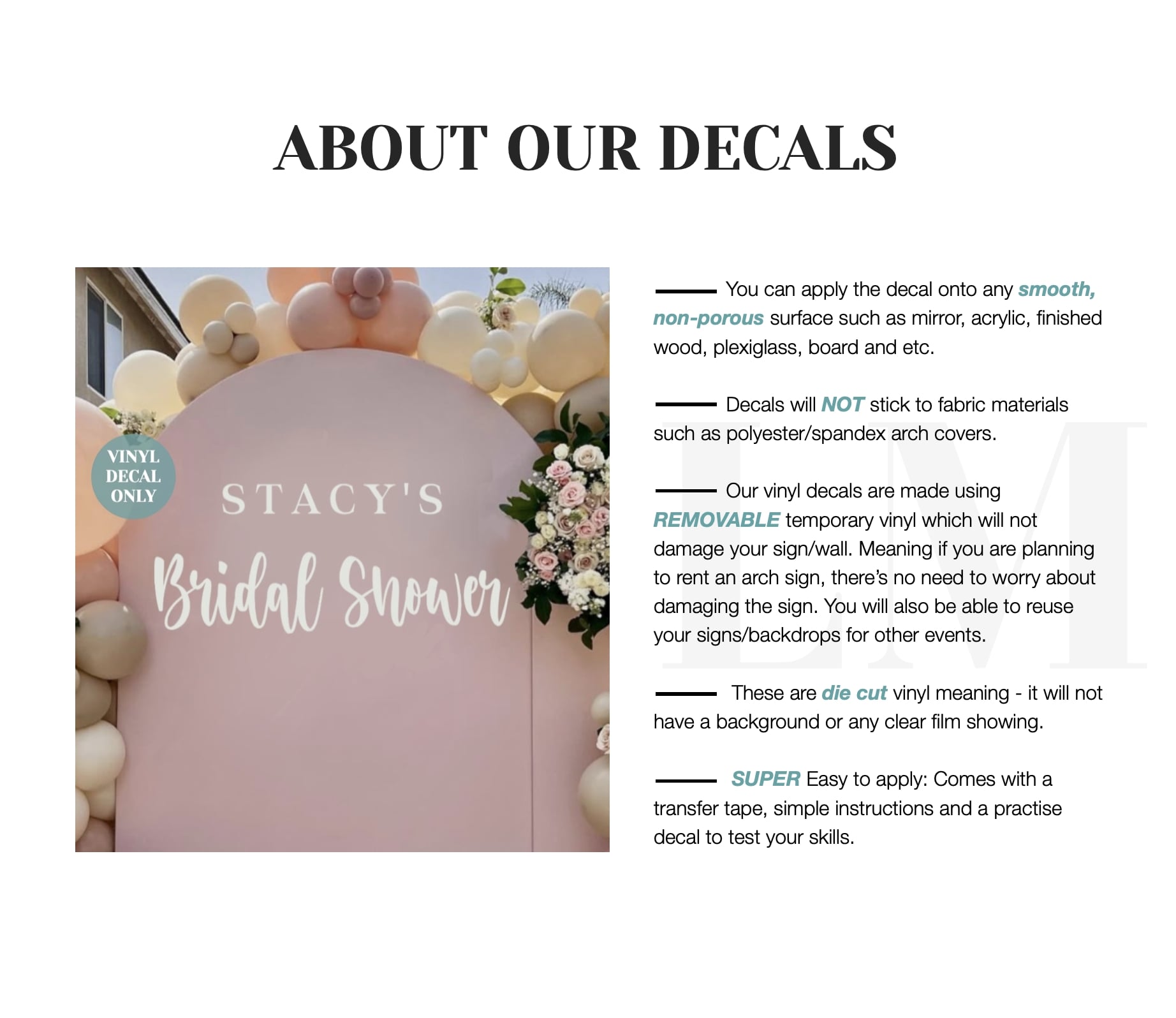 Custom Name Bridal Shower Party Decal