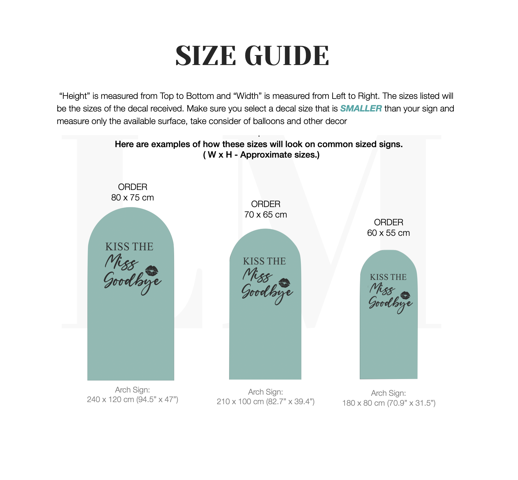 Kiss The Miss Goodbye Backdrop Decal